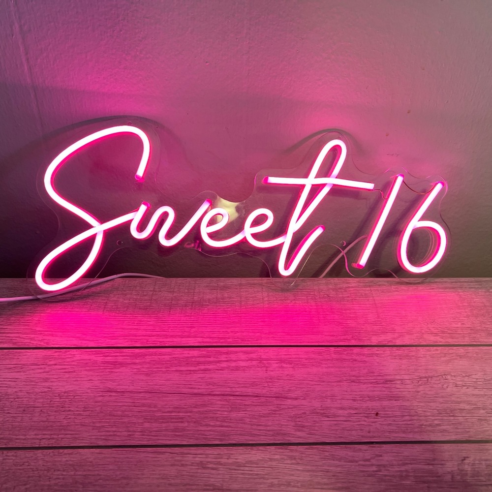 Sweet 16 Pink LED Neon Sign - Party Lights